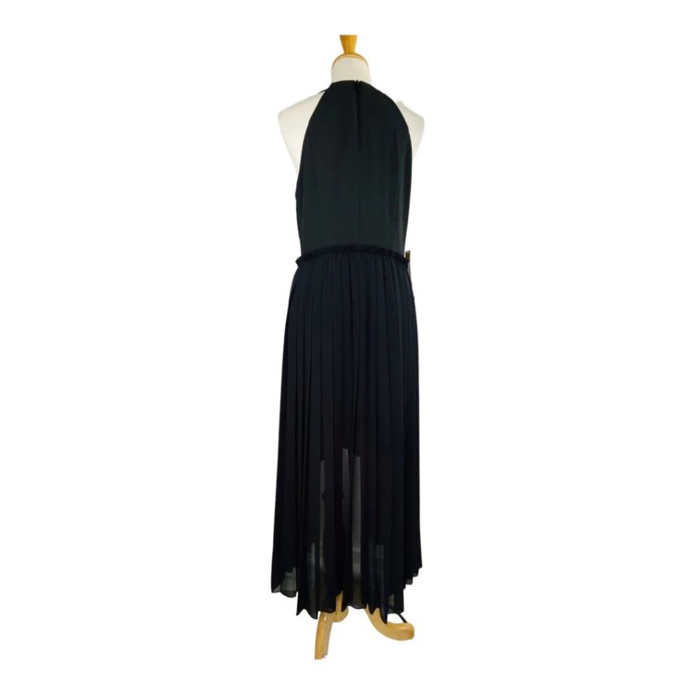 Rachel Roy High Neck Crepe Dress With Chiffon Overlay Black NWT Sz 8 Hi Low - Picture 4 of 11